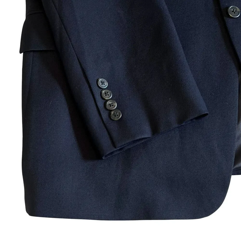 J. Crew Men's Classic Navy Wool Blazer Sport Coat 3-Button 46R Preppy Business